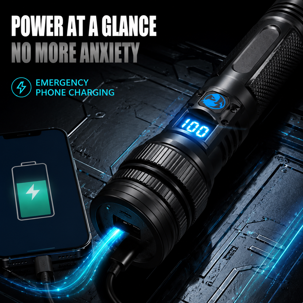 Ultra-Bright Tactical Flashlight – Zoomable & Rechargeable