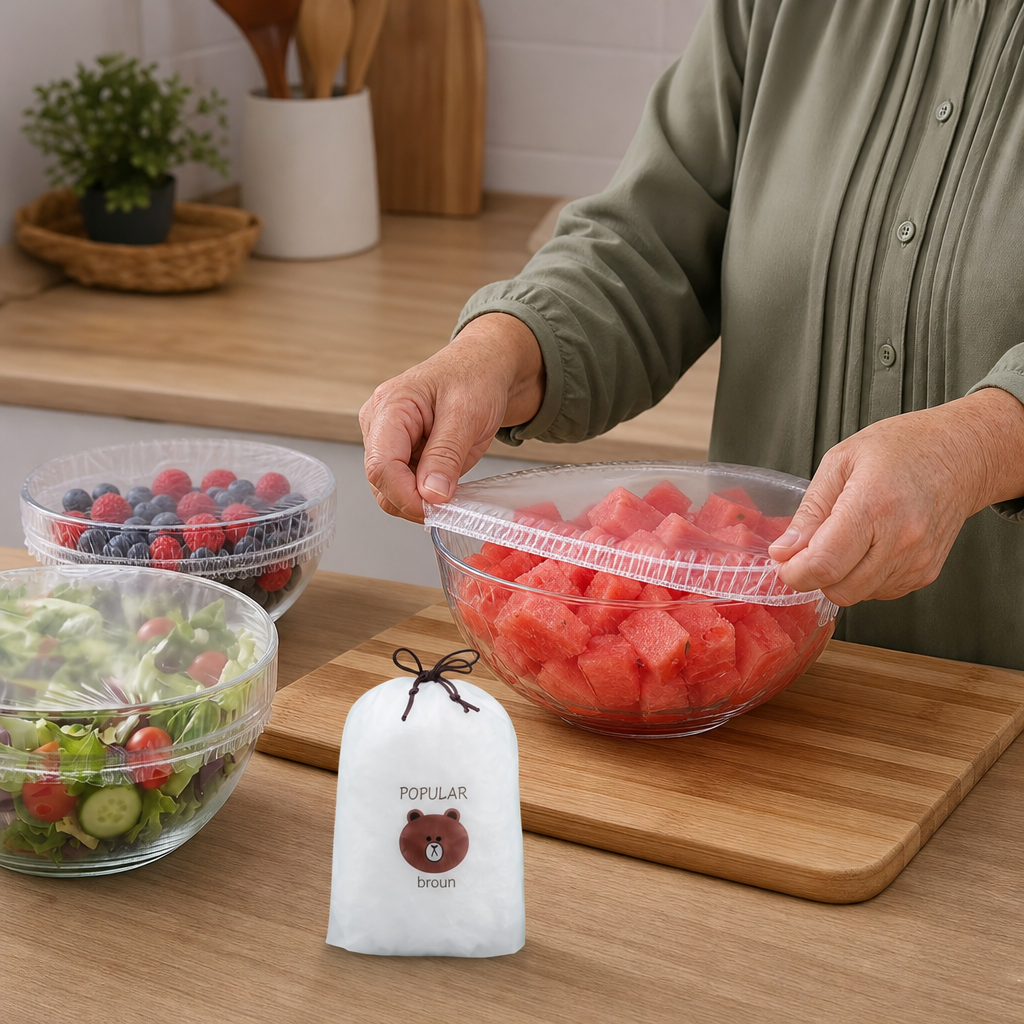 100-Piece Elastic Food Cover Set – Stretch-to-Fit Bowl & Plate Covers