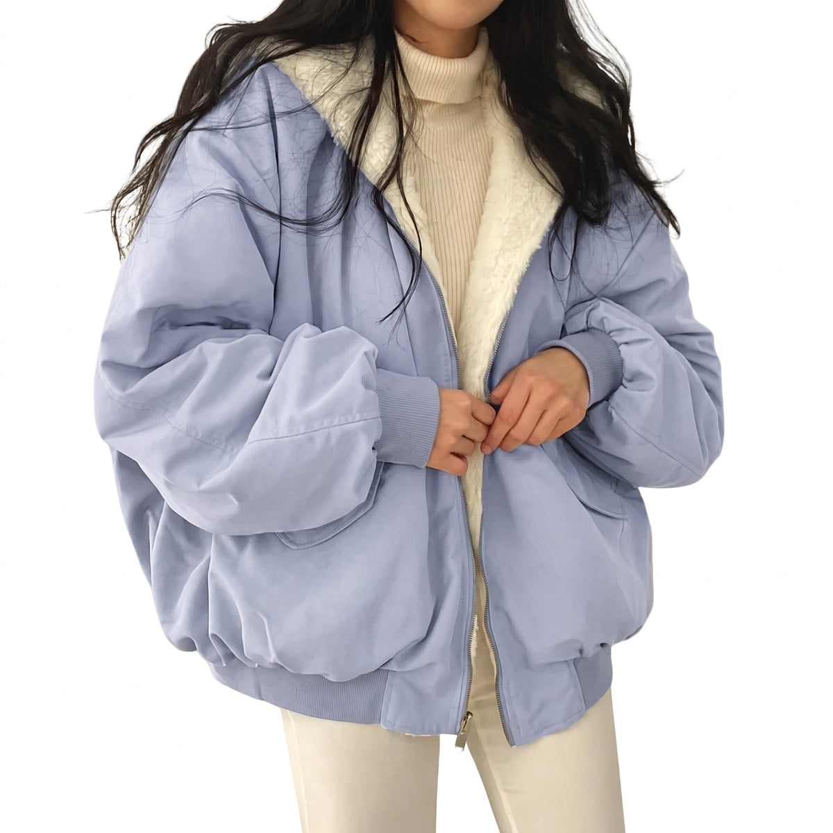 Women's Hooded Puffer Jacket with Soft Trim