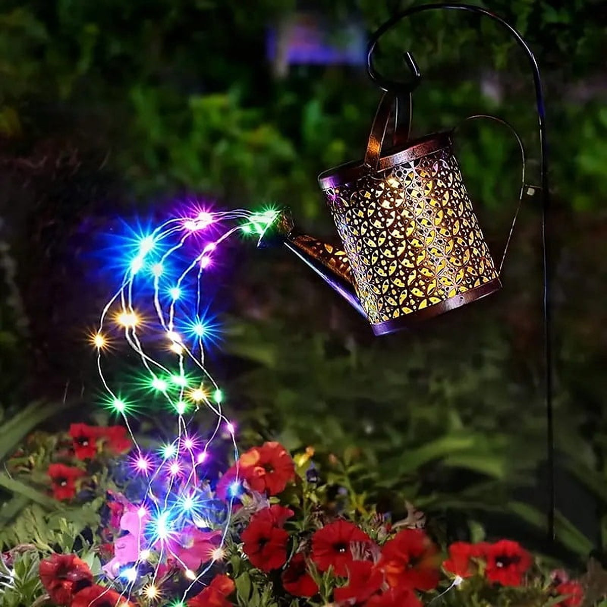 Solar Watering Can String Light with 60 LEDs, Warm White or Multicolor
