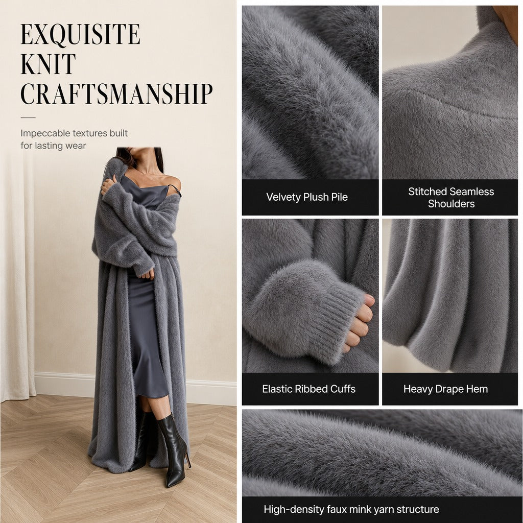 Women's Longline Faux Fur Cardigan