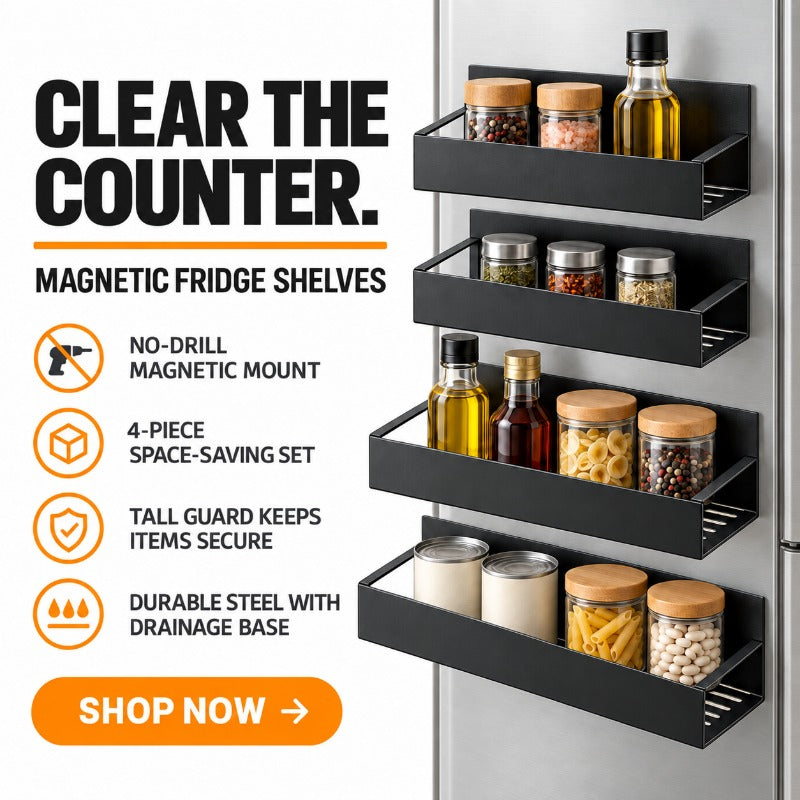 Drill-Free Magnetic Fridge Shelf