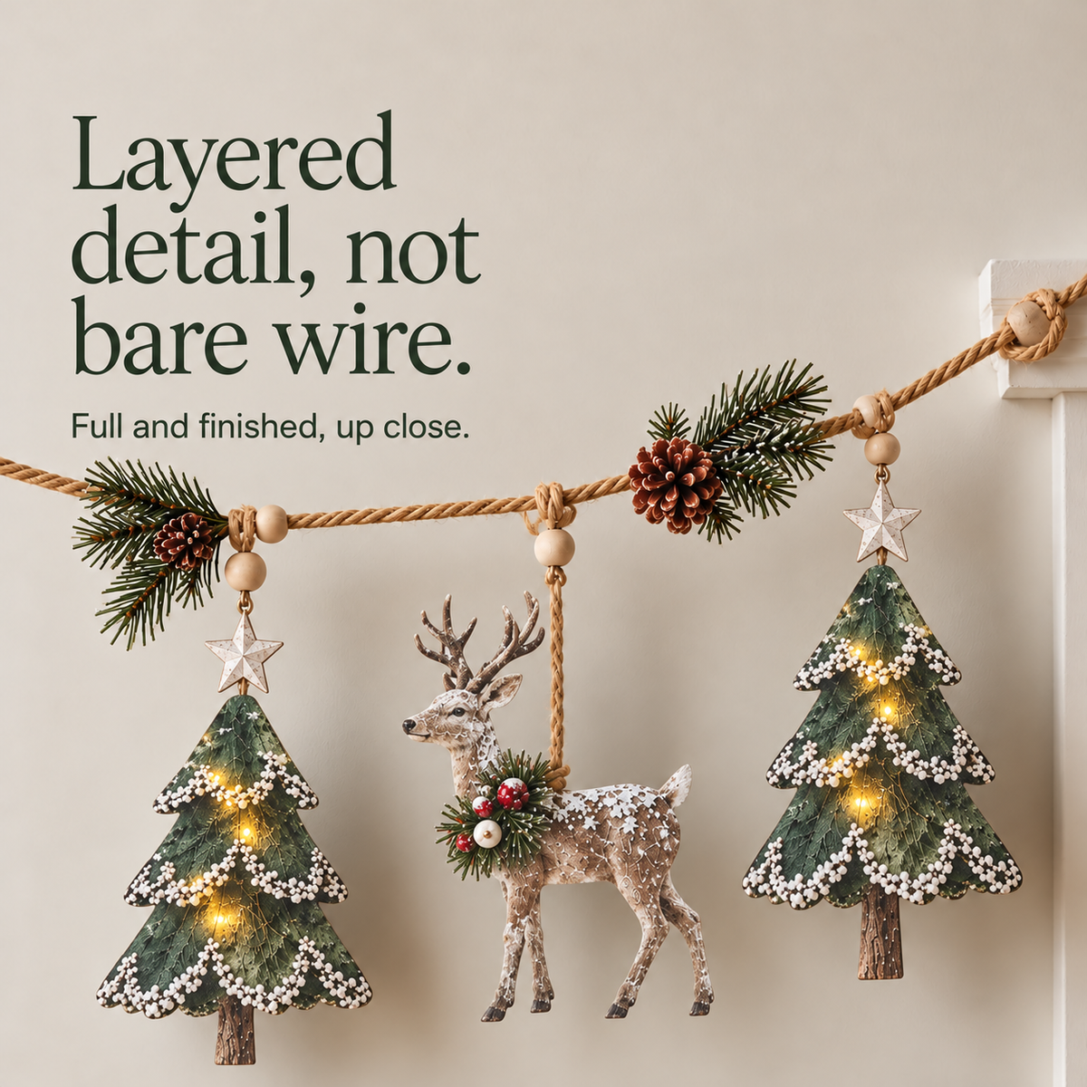 Pine Cone and Deer Christmas Garland
