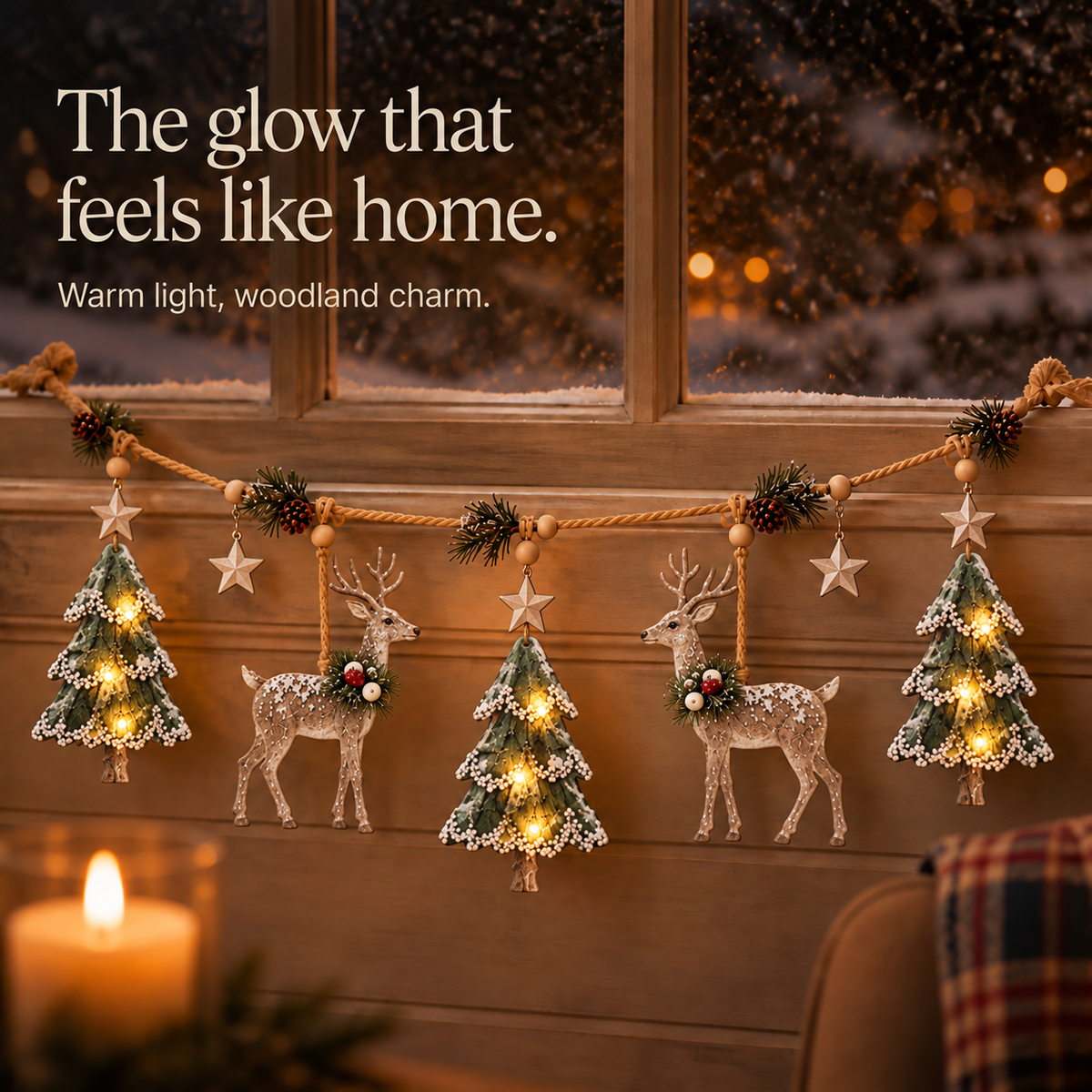 Pine Cone and Deer Christmas Garland