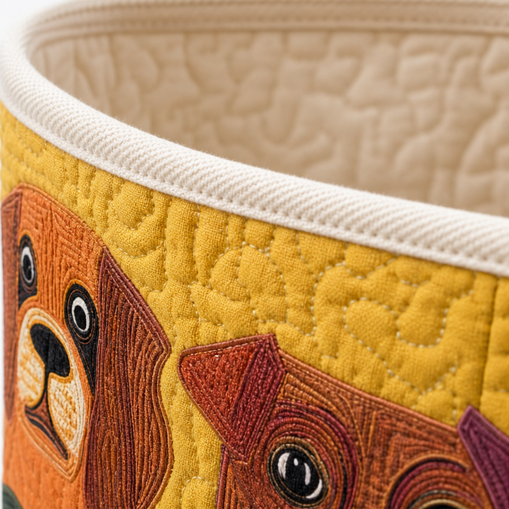 Quilted Animal-Print Foldable Storage Basket