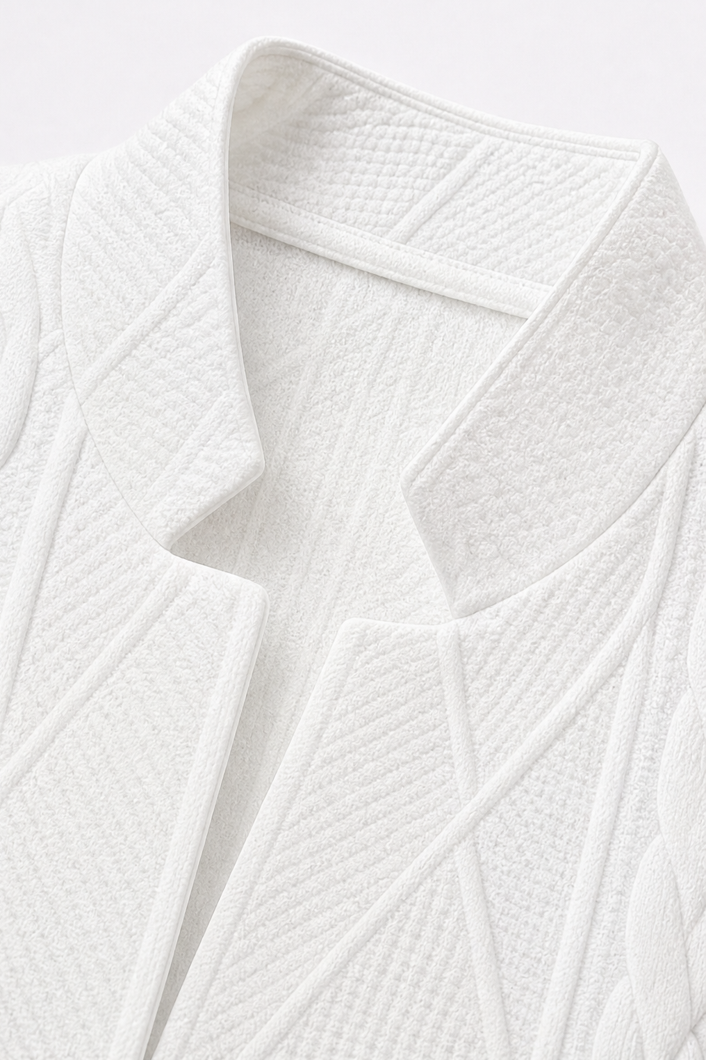 Textured Knit Stand-Collar Open-Front Blazer