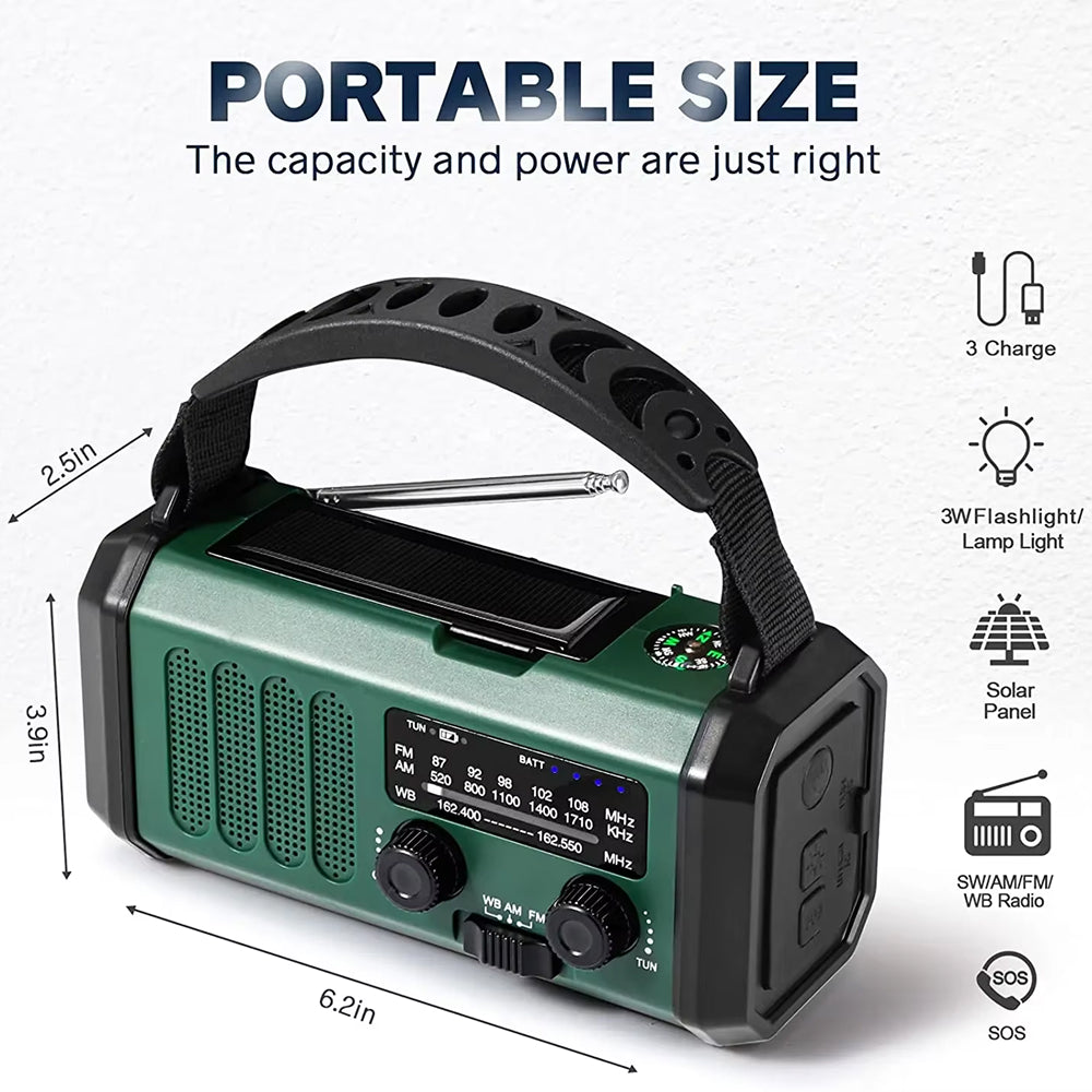 10000mAh Emergency Wind-Up Solar DAB Radio