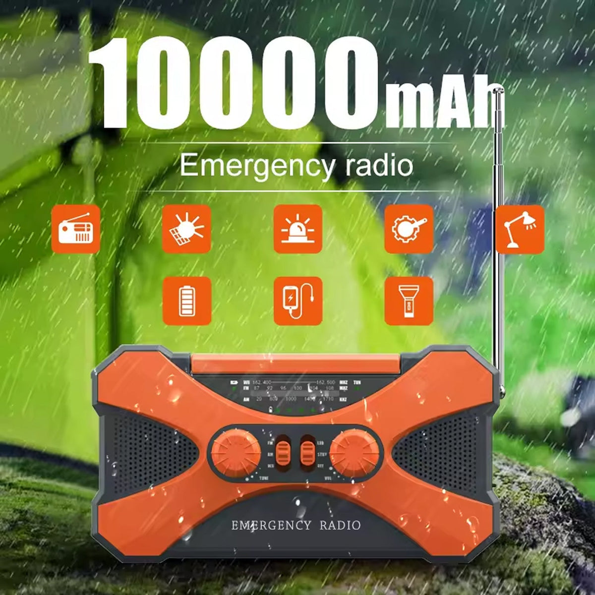 Emergency Radio with Hand Crank, Solar Panels, and NOAA Alerts