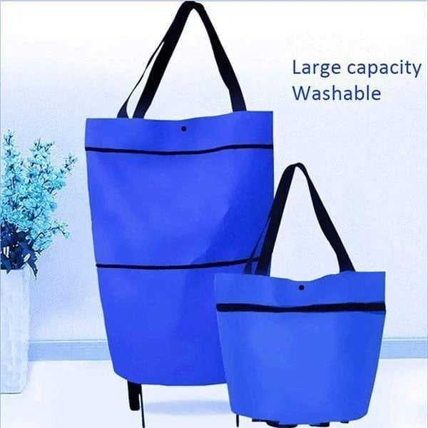2-in-1 Shopping Bag Foldable Trolley Bag
