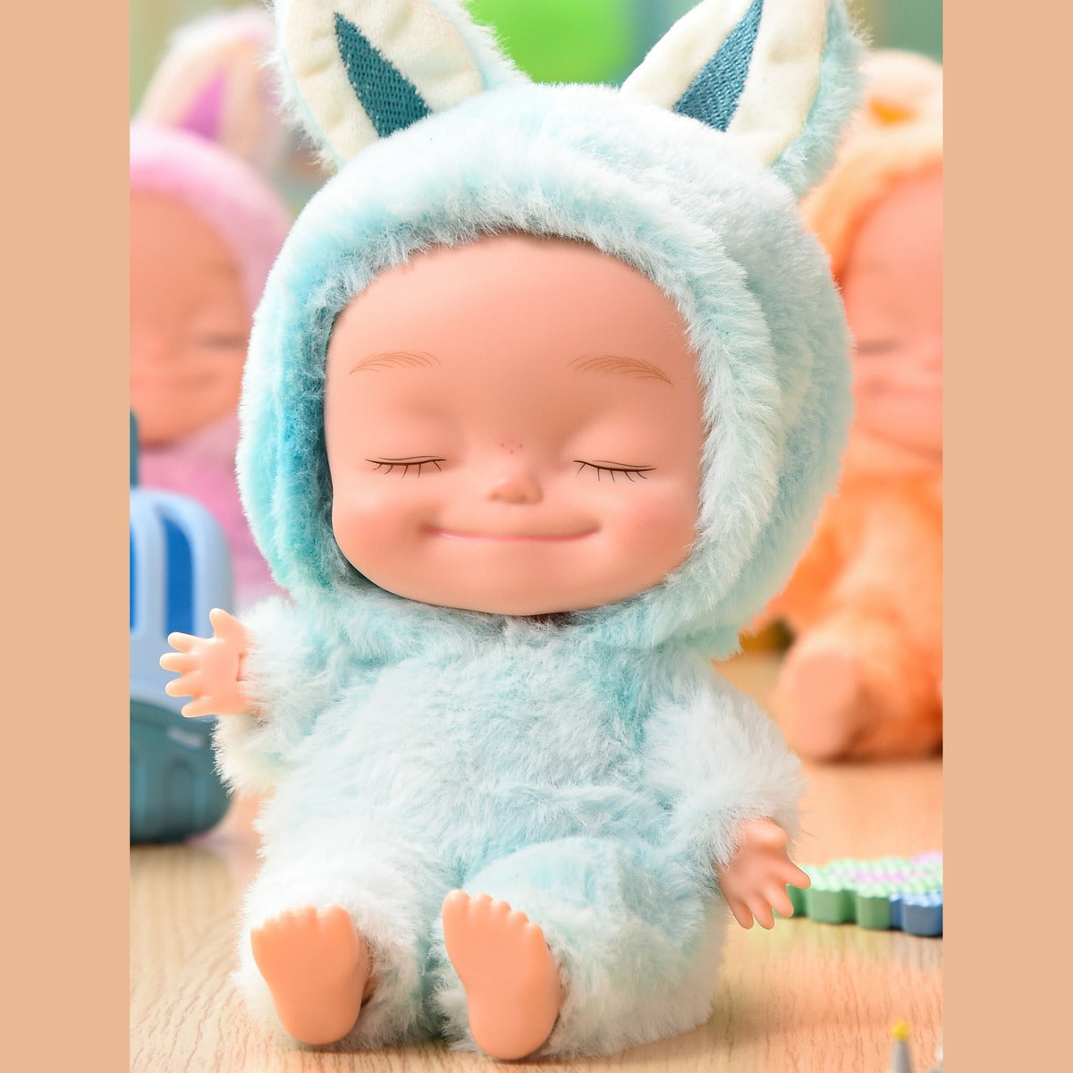10.6 Inch Plush Animal Onesie Baby Doll with Eyes Closed, Posable
