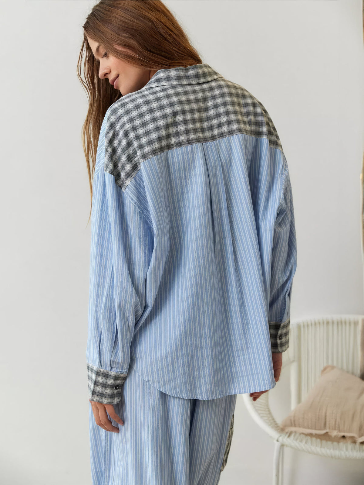 Women's Pajama Set with Button Shirt and Elastic Waist Pants