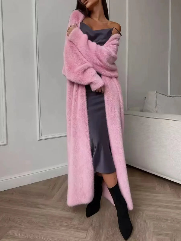 Women's Longline Faux Fur Cardigan