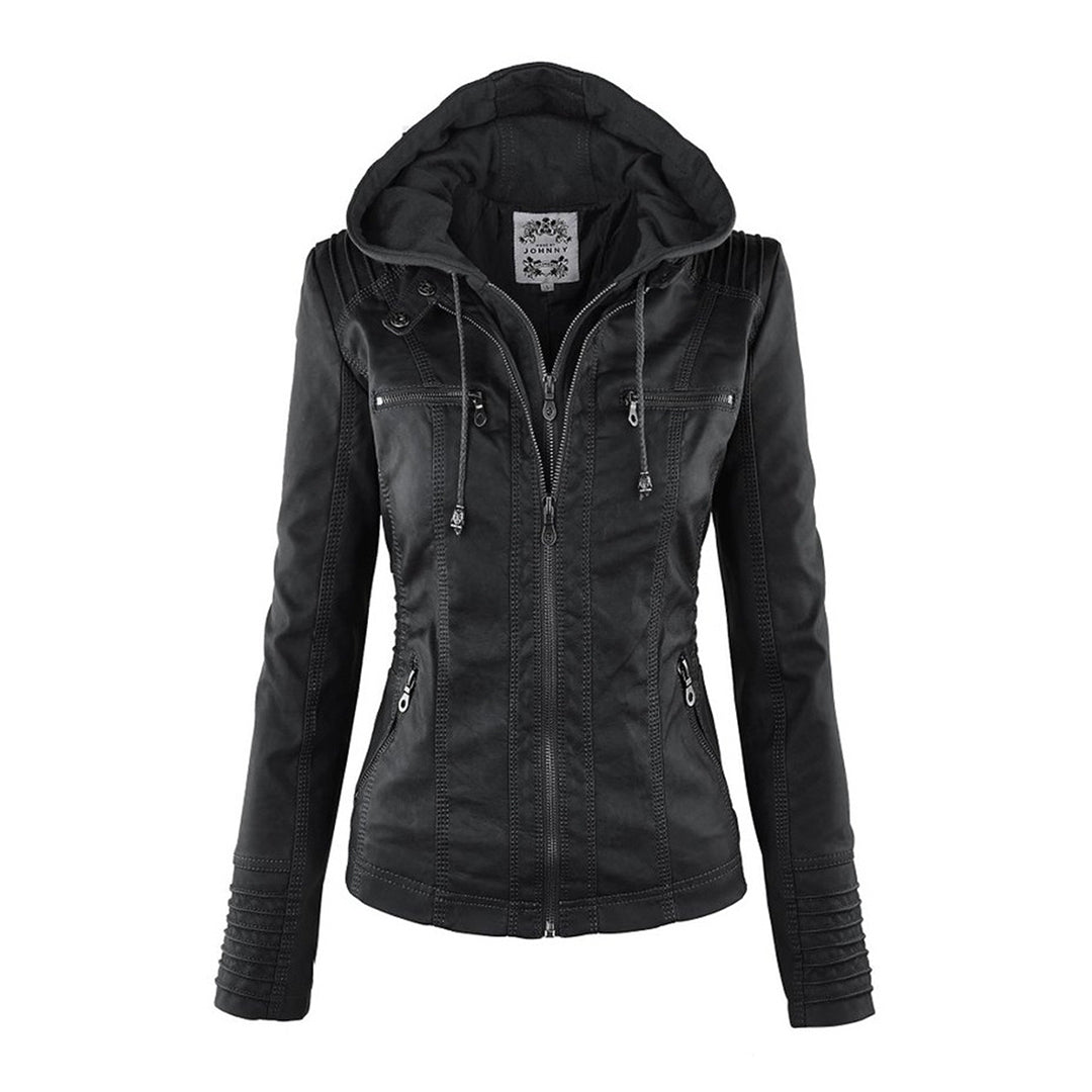 Moto Jacket with Removable Hood