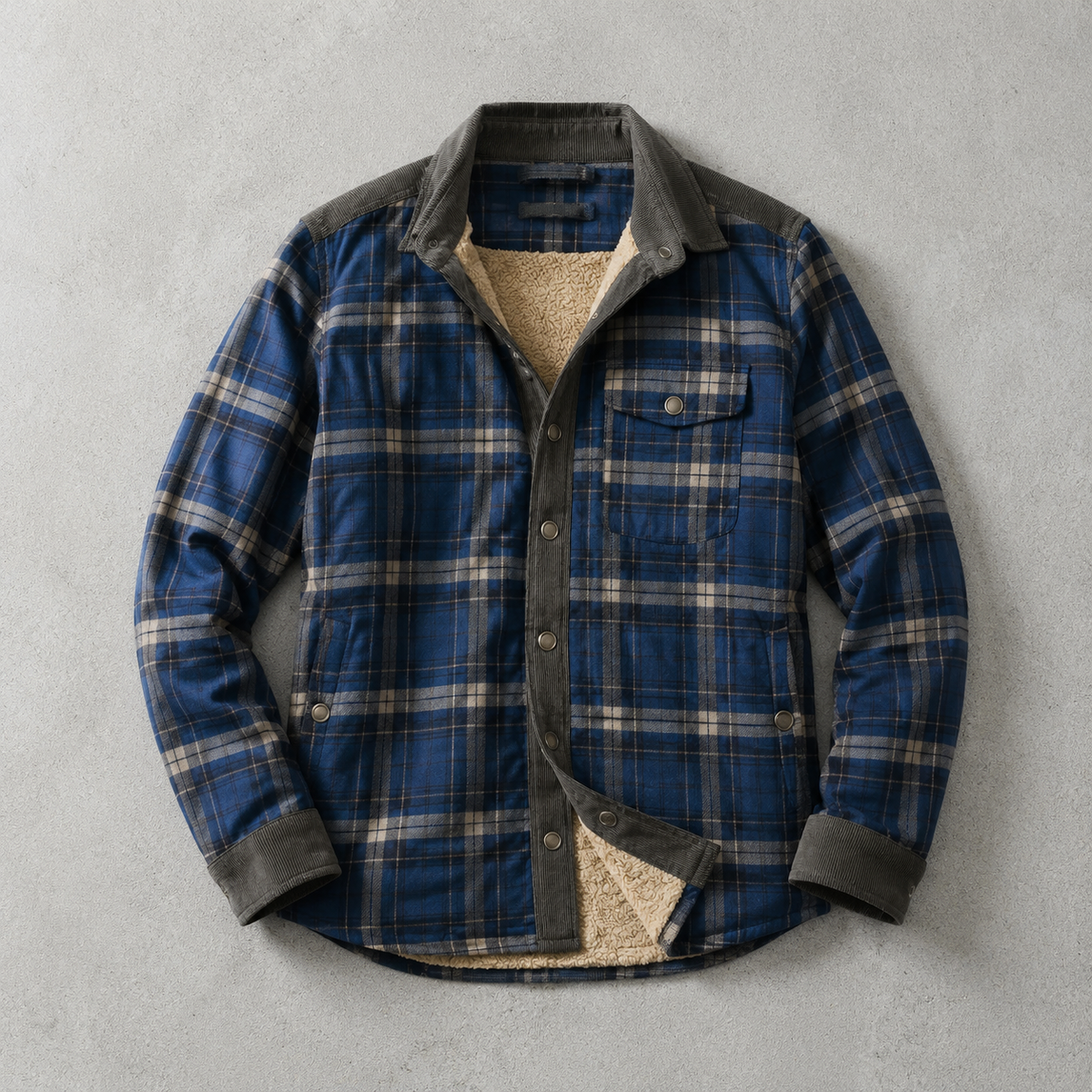 Brunico Check-Flannel Sherpa-Lined Field Overshirt