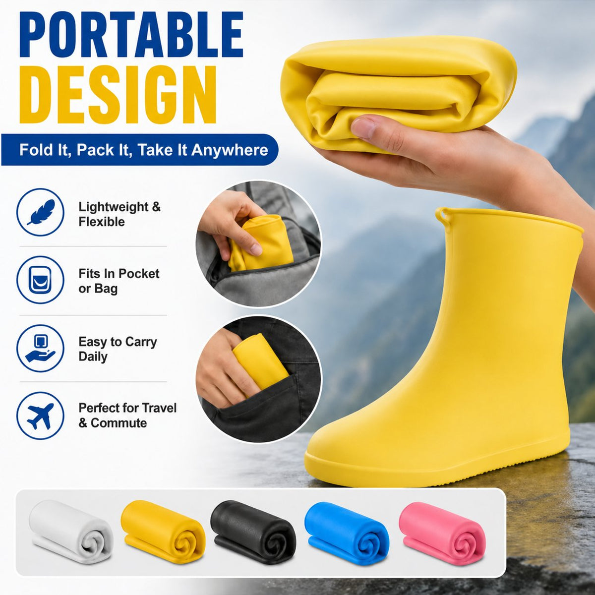 Heavy-Duty Non-Slip Reusable Waterproof Shoe Covers