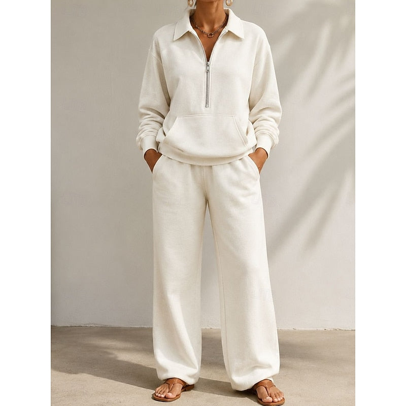 Relaxed Half-Zip Two-Piece Set