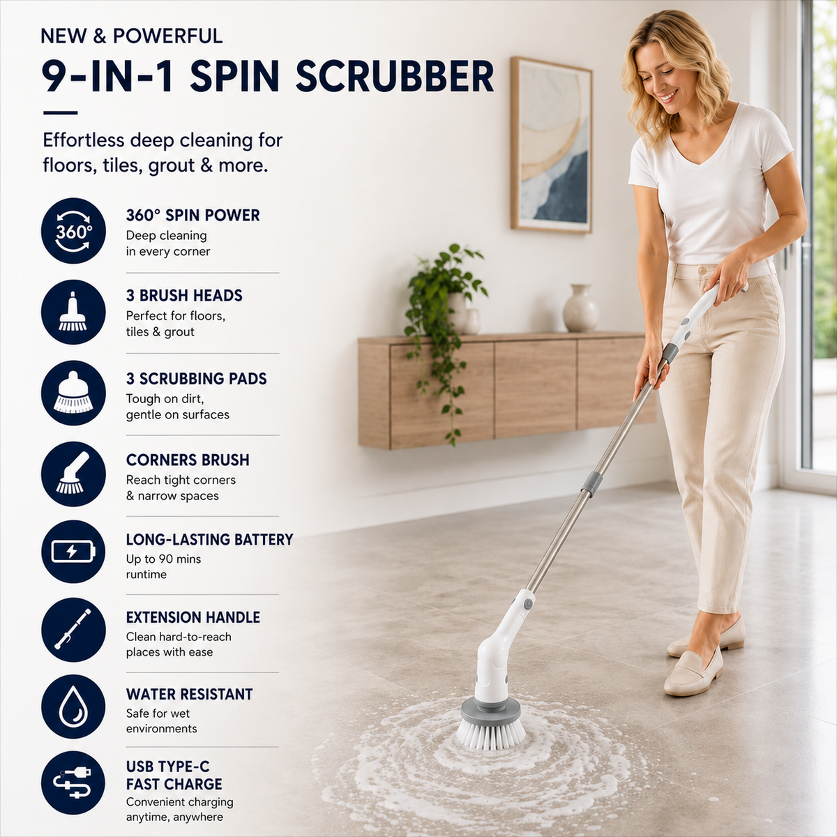 9-in-1 Extendable Bathroom Scrubber