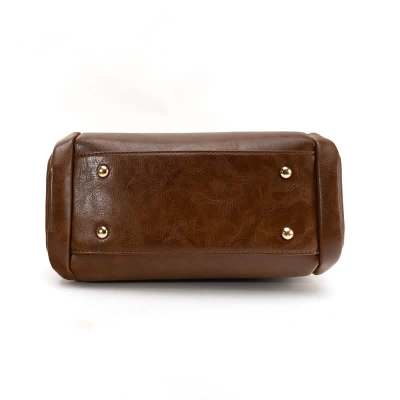 Vintage PU Leather Handbag with Multi Pocket Organizer Insert