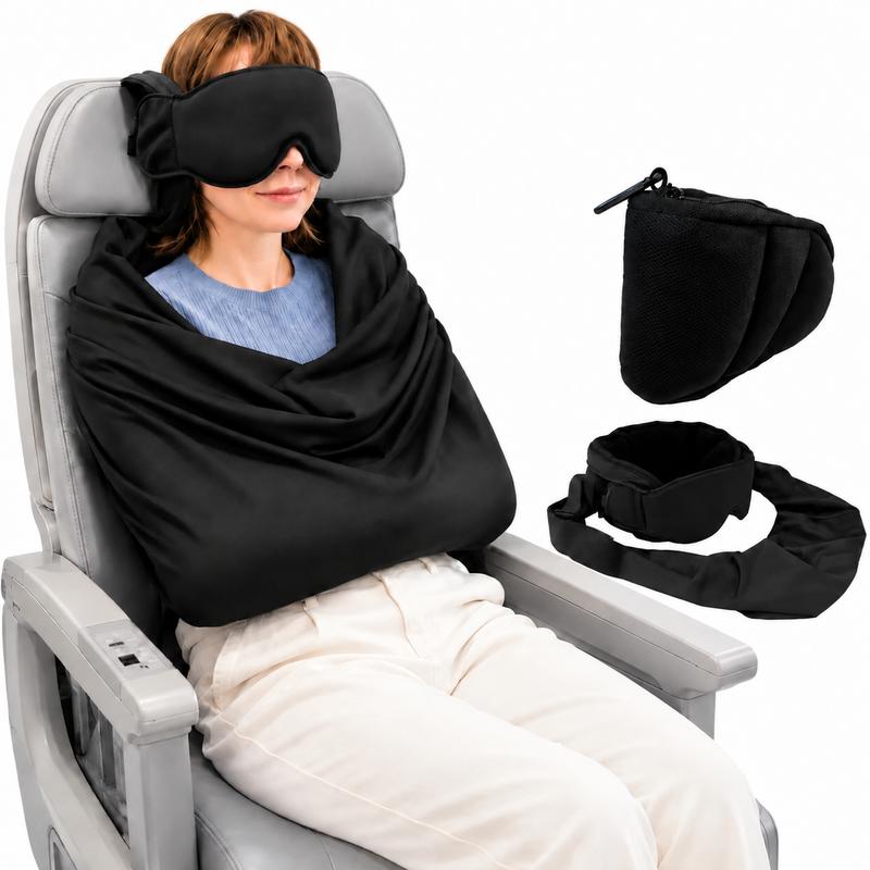3-in-1 Airplane Sleep Support System - Carry On-Friendly Travel Bedding Accessory Set