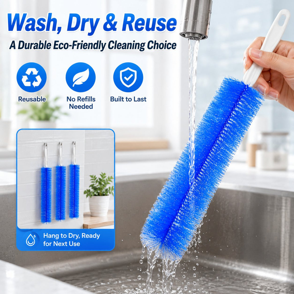 Bendable Microfiber Head, Reusable Dust Remover