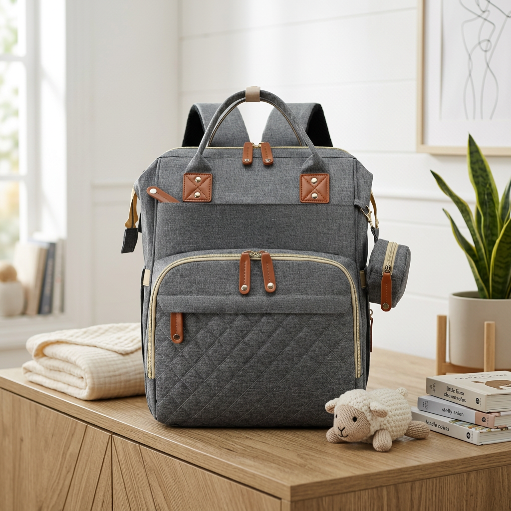 3-in-1 Travel Diaper Backpack with Foldable Baby Bed