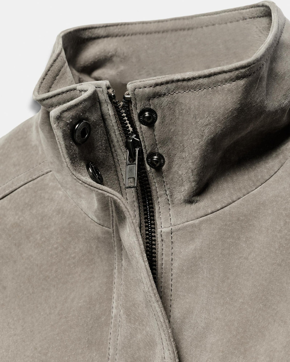Suede Cropped Bomber Jacket in Gray