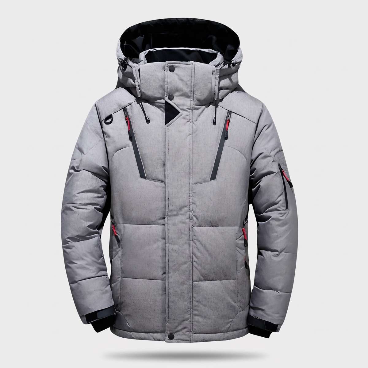 Men's Puffer Jacket - 7-Pocket Hooded Down Jacket for Winter
