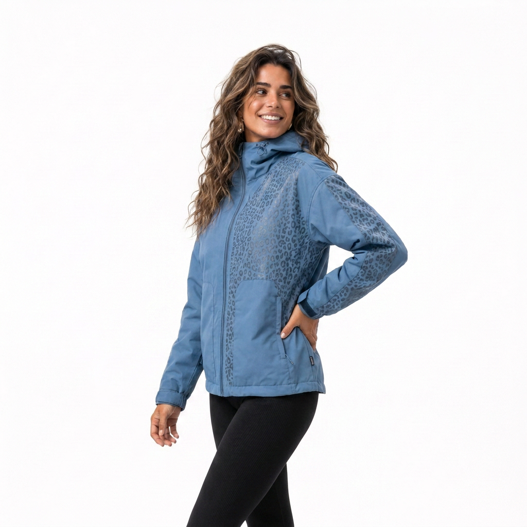 Women's Rain Jacket with Hidden Leopard Print
