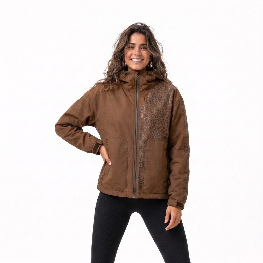 Women's Rain Jacket with Hidden Leopard Print