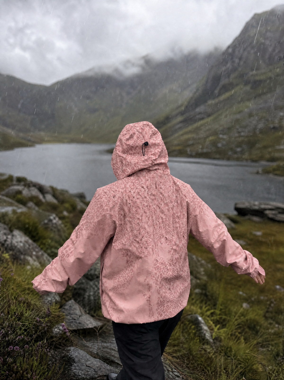 Women's Rain Jacket with Hidden Leopard Print