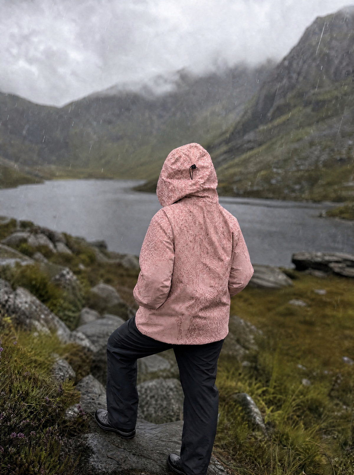 Women's Rain Jacket with Hidden Leopard Print