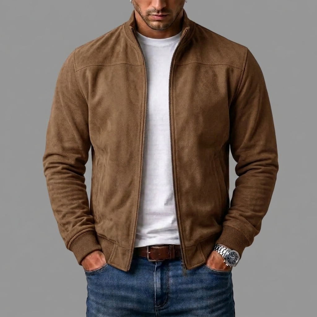 Suede Bomber Jacket for Men