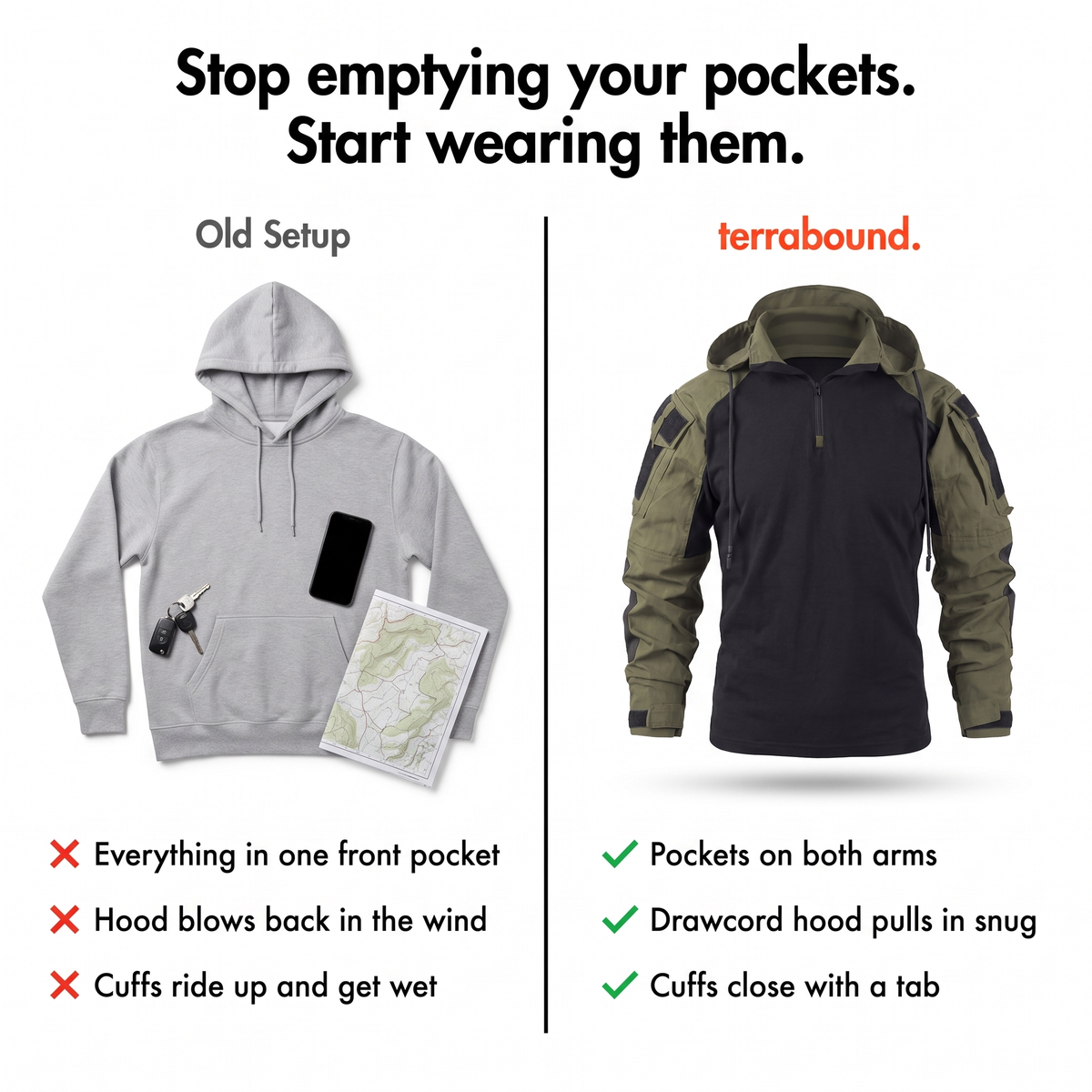Men's Tactical Quarter Zip Combat Shirt - Fishing Hoodie
