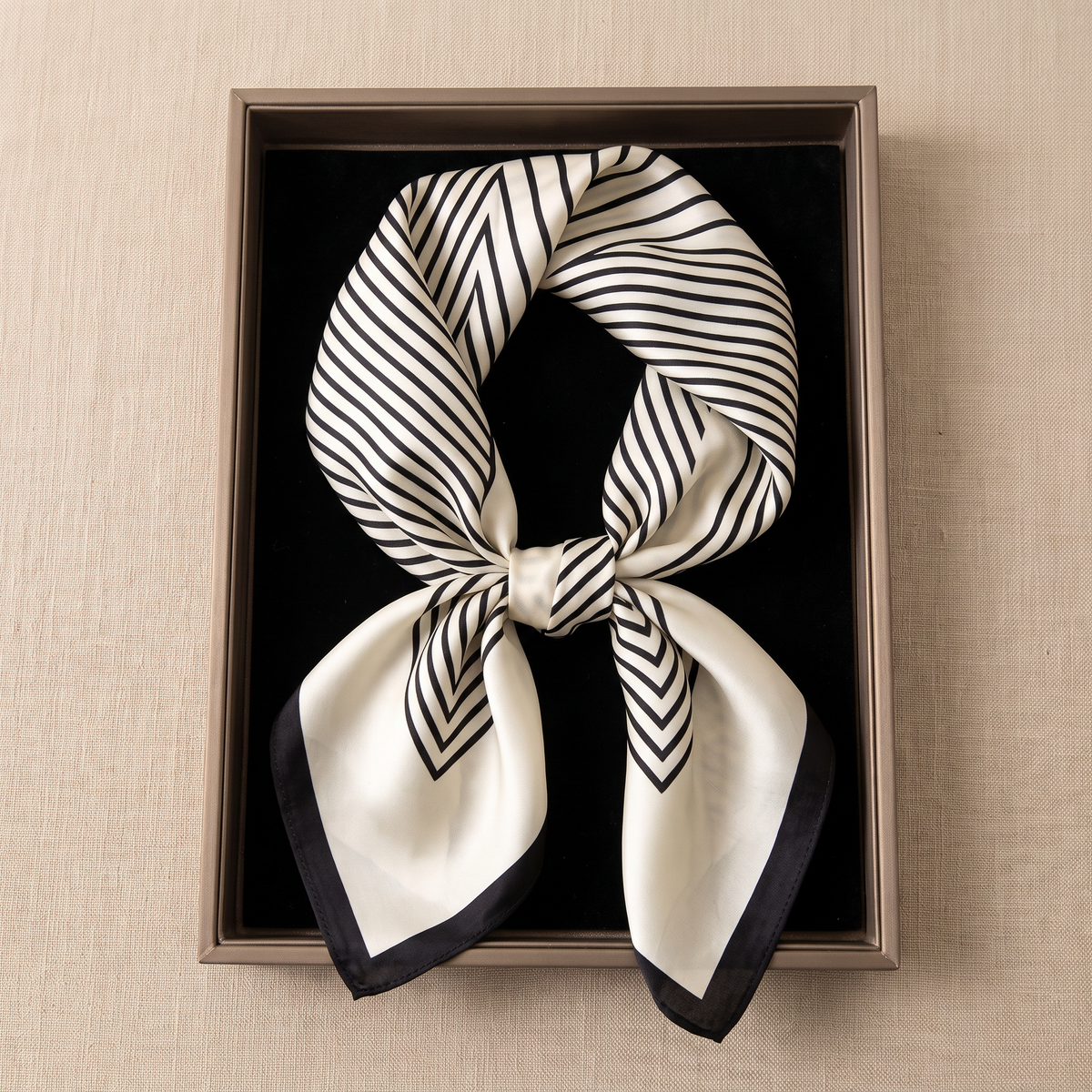 Striped Satin Square Scarf | Neck Scarf