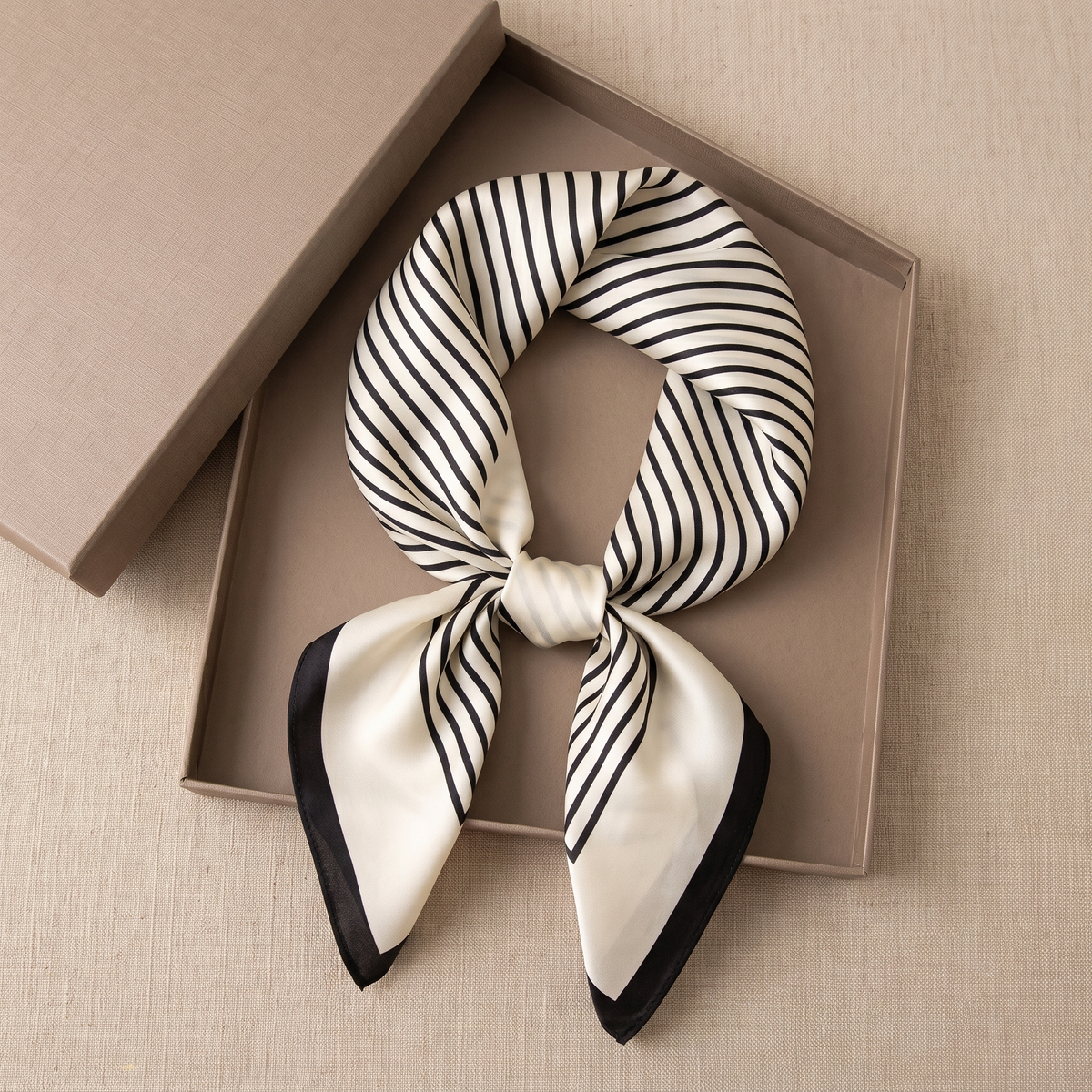 Striped Satin Square Scarf | Neck Scarf