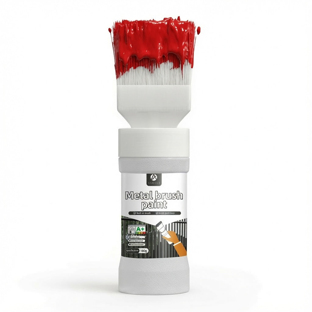 Water-Based Metallic Silver Paint with Built-in Brush