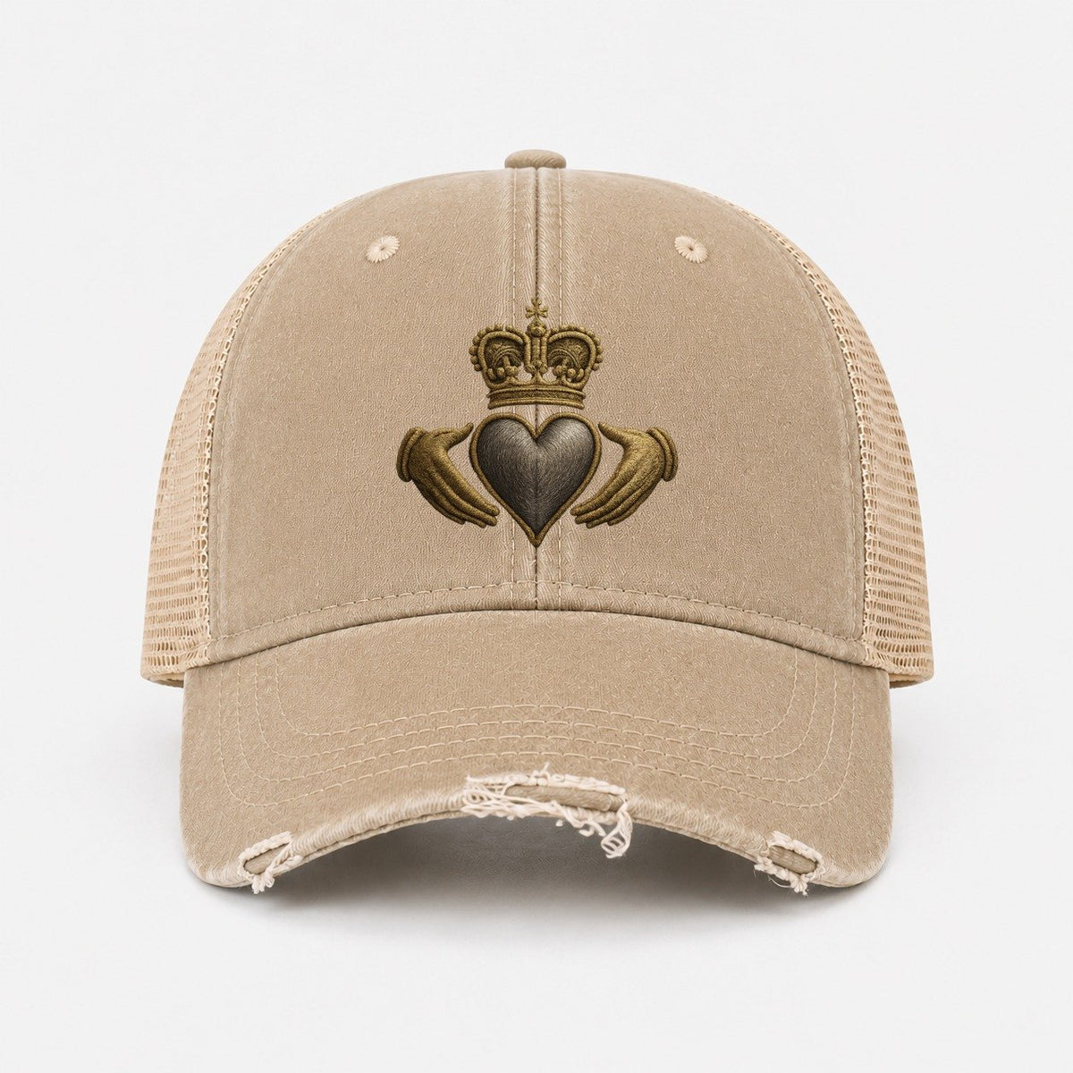 Claddagh Symbol Washed Trucker Hat