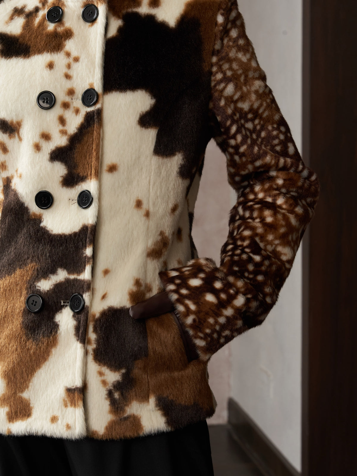Ferryhill Faux Fur Patch Print Jacket