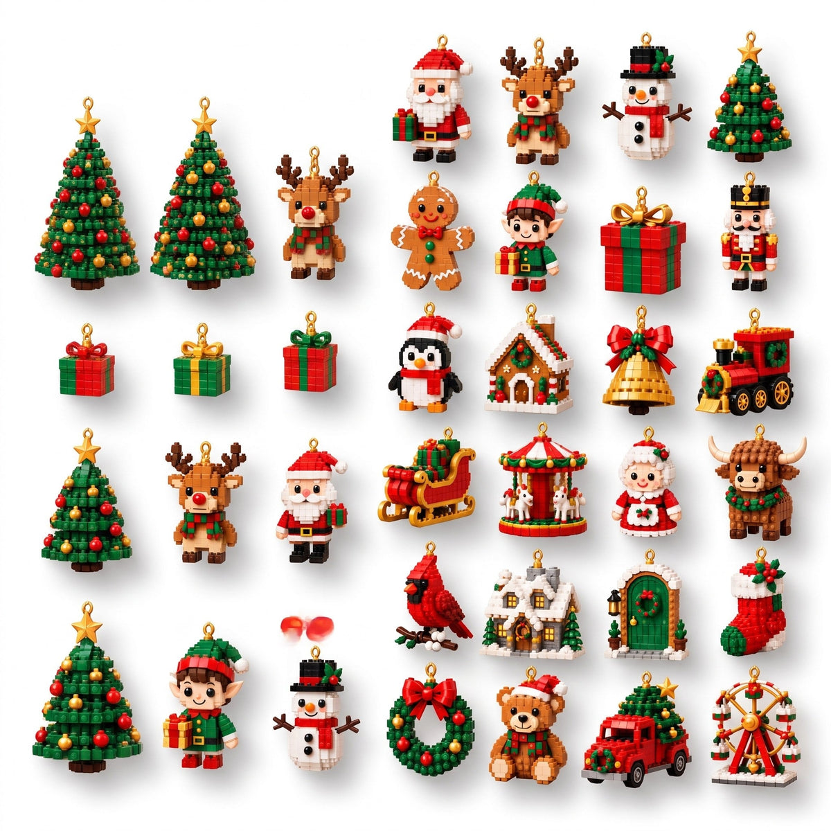 Christmas Advent Calendar - 24 Mini Christmas Figures from Building Blocks