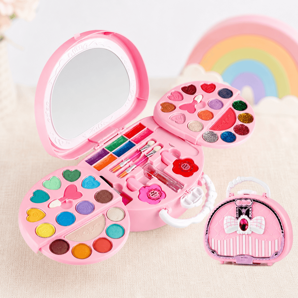 Foldable Pretend Makeup Kit with Mirror & Beauty Accessories