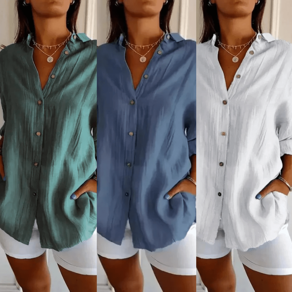 Kit 3 Ibiza Shirts in Cotton Linen – Semi-Pleated Design