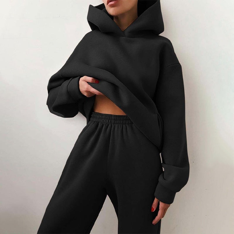 Sweat Set with Oversized Hoodie and Elastic Waist Trousers