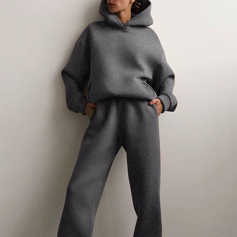 Sweat Set with Oversized Hoodie and Elastic Waist Trousers