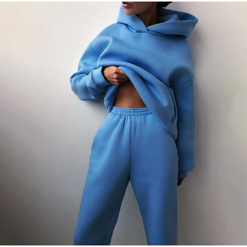 Sweat Set with Oversized Hoodie and Elastic Waist Trousers