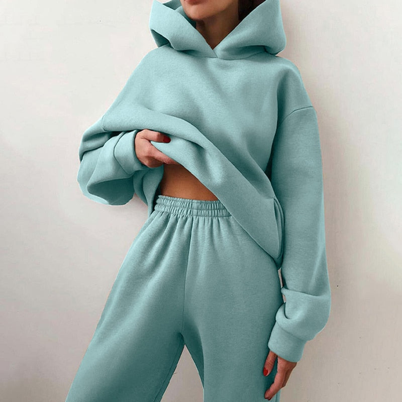Sweat Set with Oversized Hoodie and Elastic Waist Trousers