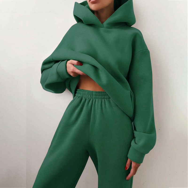 Sweat Set with Oversized Hoodie and Elastic Waist Trousers