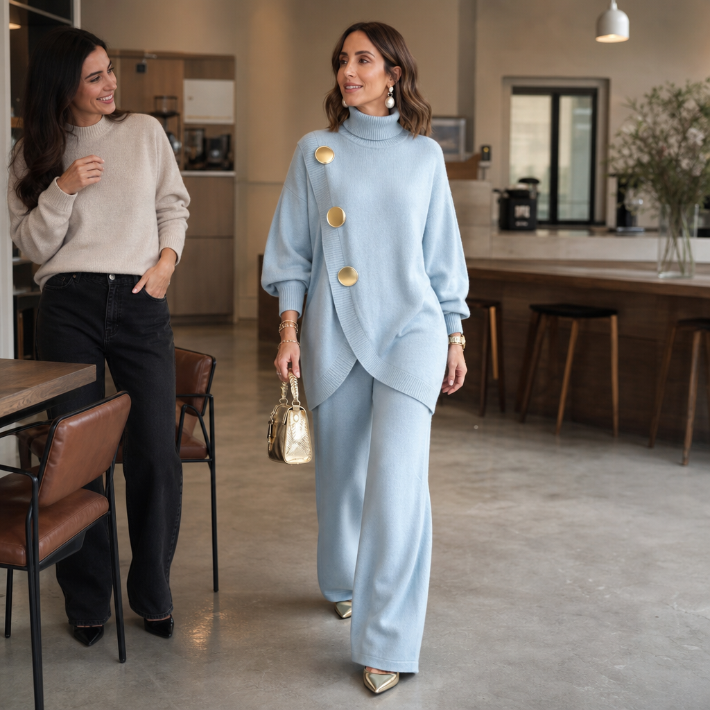 Turtleneck Sweater and Wide-Leg Pants Set