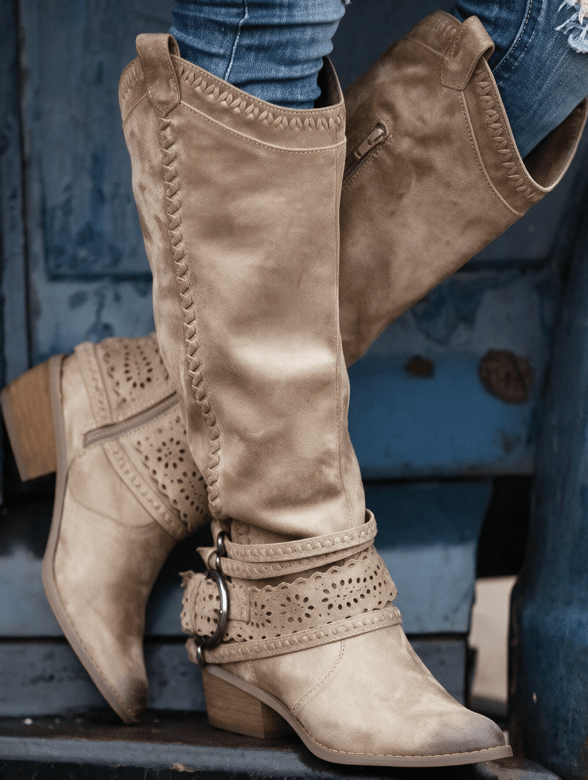 Sophie Western Boots with Strap Detail