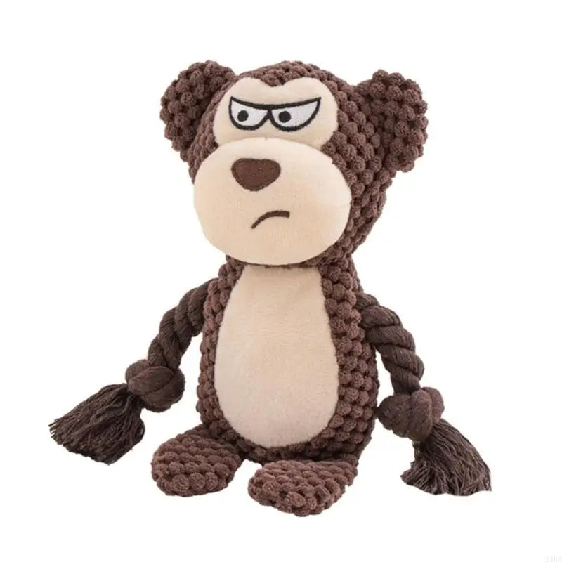Plush Dog Toy with Cotton Rope - Squeaker & Dental Care