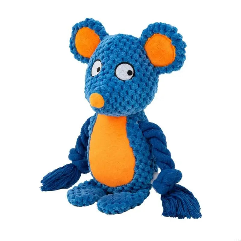 Plush Dog Toy with Cotton Rope - Squeaker & Dental Care